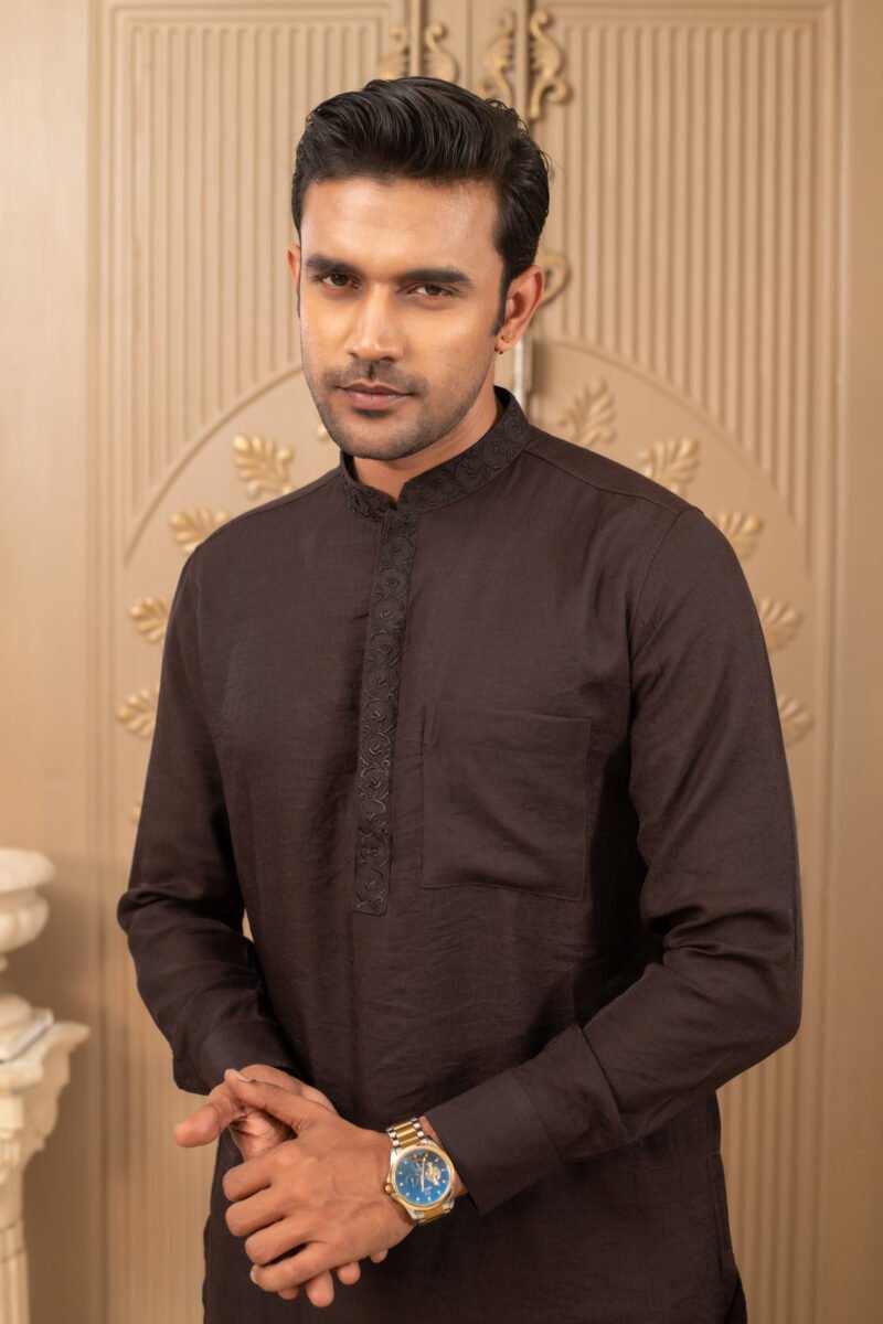 Men’s Dark Charcoal Panjabi - Image 4